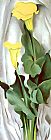 Leaves Canvas Paintings - Yellow Calla-Green Leaves